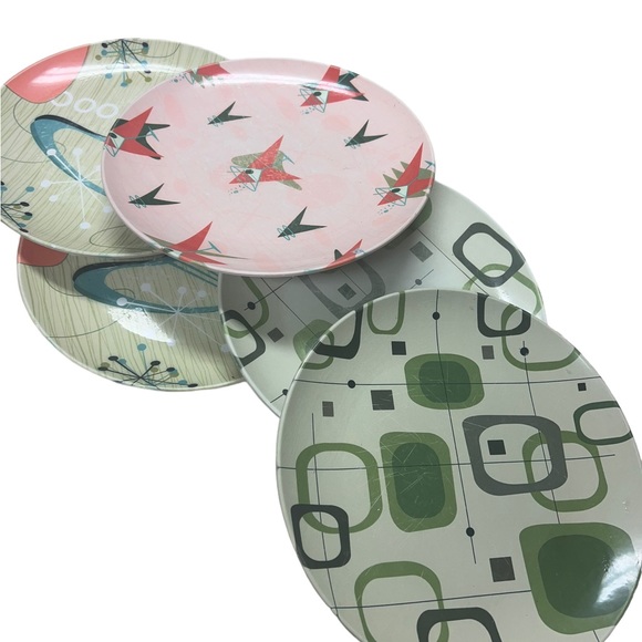 Mid Century Modern plates 5 in total made fromThermosaf polymer plastic 10 I ch - Picture 2 of 8